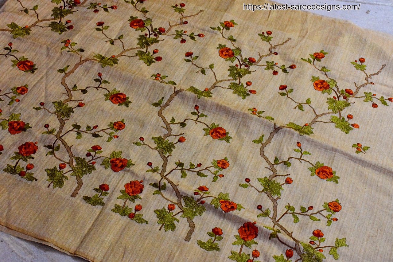 Floral embroidery saree