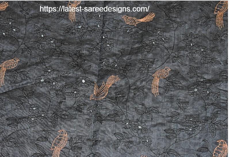 Saree with bird embroidery