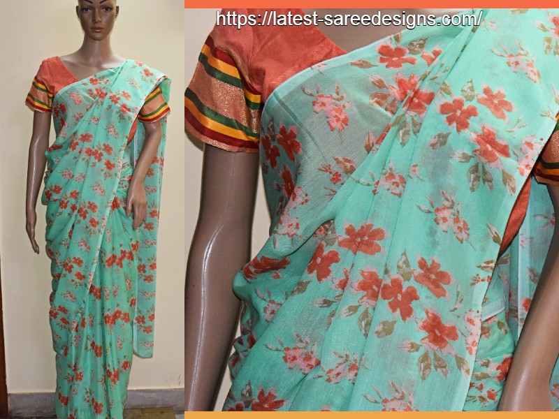 Floral print saree