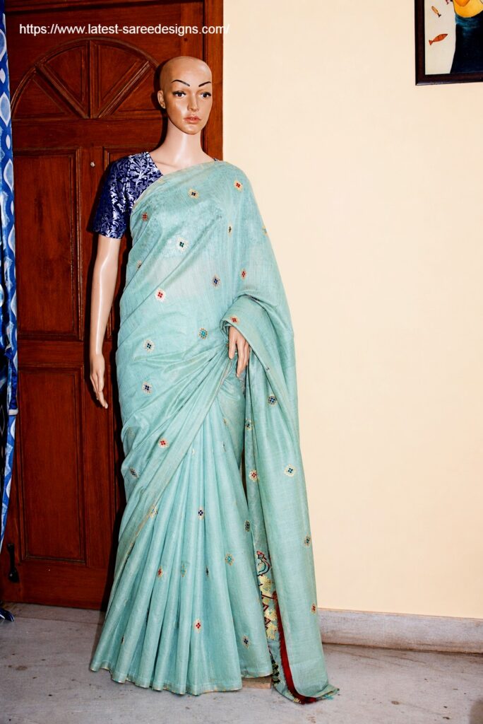 Saft pastel Maheshwari saree