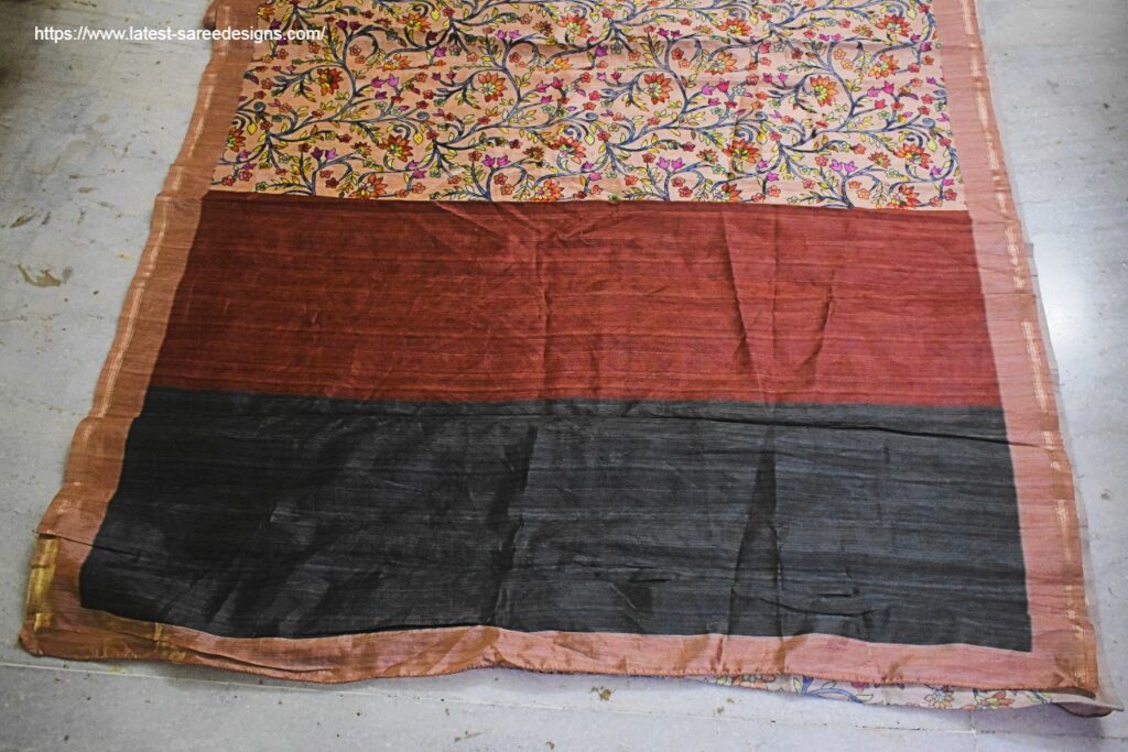 Biege color silk cotton saree