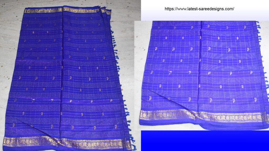 Royal blue Kanchipuram checks saree