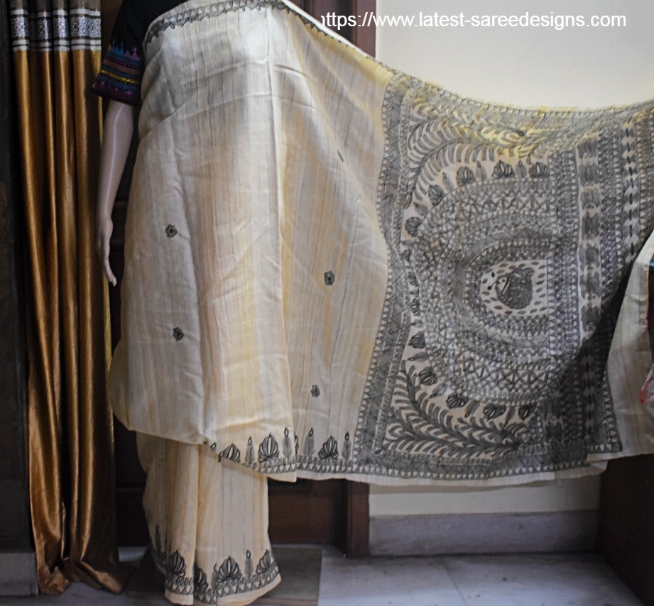 Tussar silk with Madhubani painting
